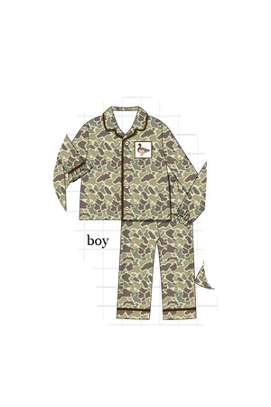 Camouflage duck embroidery boy pajamas set