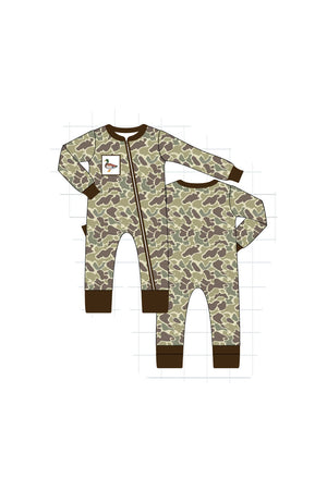 Camouflage duck embroidery boy romper