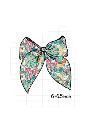 Teal floral print hair sailor bow