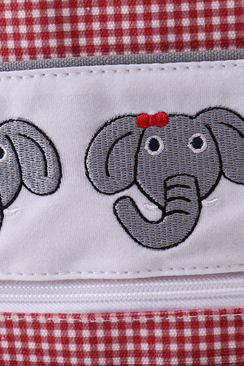 Red Alabama embroidery gingham ruffle backpack