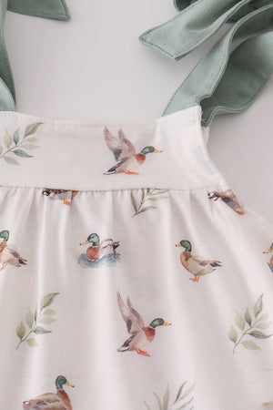 Green duck print bloomer set