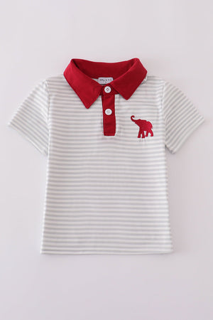 Red Alabama elephant embroidery button down shirt