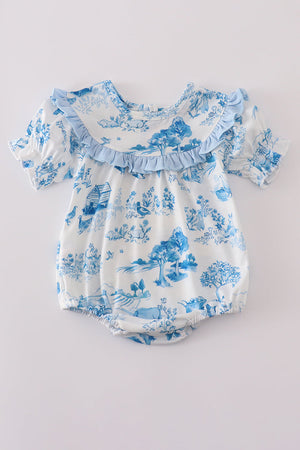Blue farm print bubble