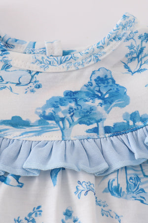 Blue farm print bubble