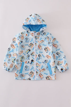Blue character print raincoat