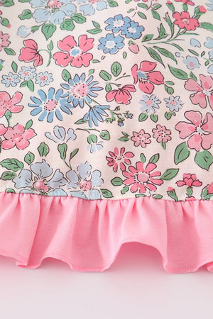 Vintage floral print ruffle bloomer set