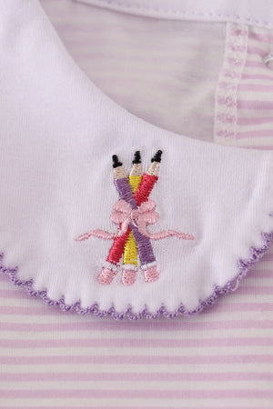 Purple stripe crayon embroidery dress