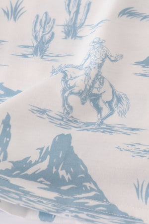 Blue cowboy print pants set