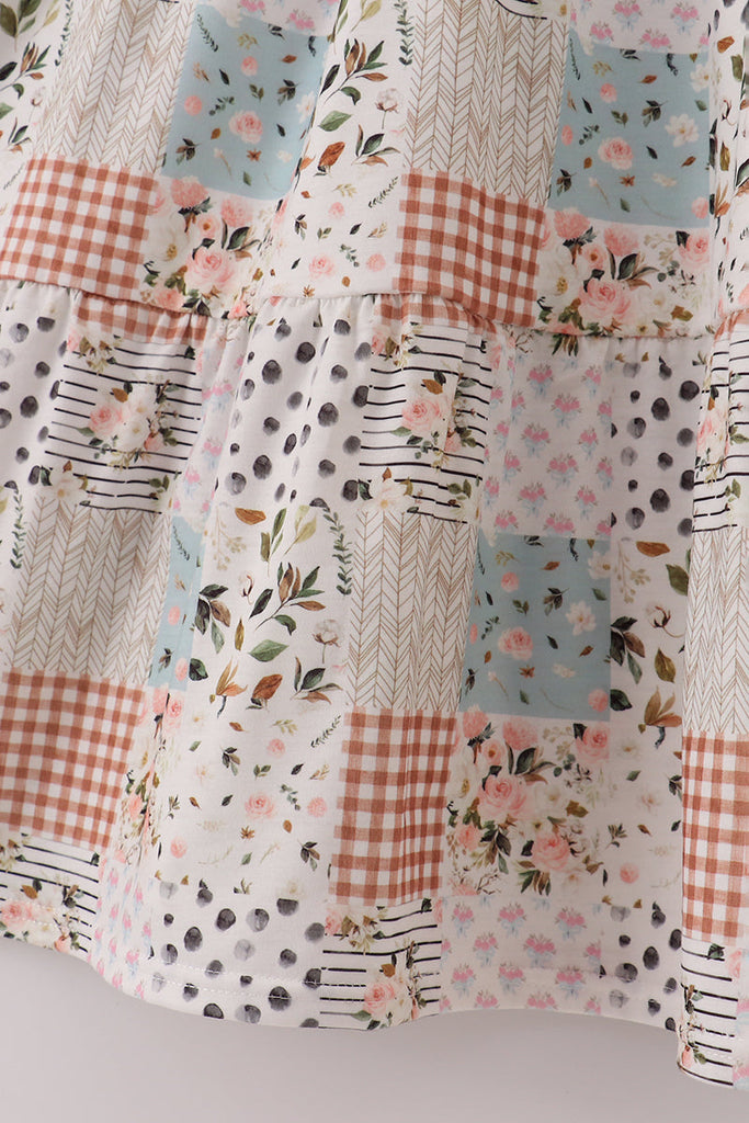 Fall Floral Print Mom Dress L