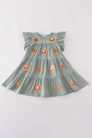 Sage pumpkin cake sequin tiered ruffle dress