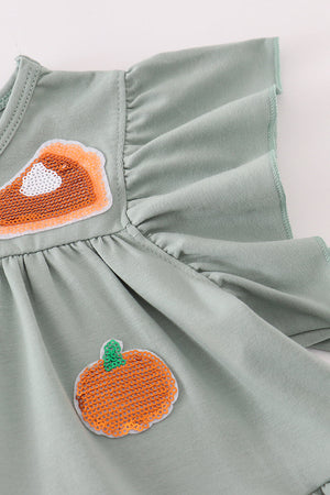 Sage pumpkin cake sequin tiered ruffle dress