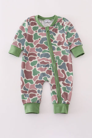 Camouflage print romper