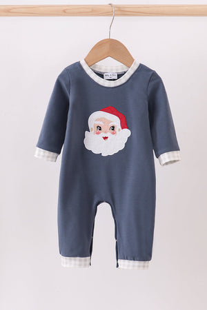 Navy christmas santa claus applique romper