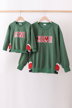 Green christmas MAMA glitter top