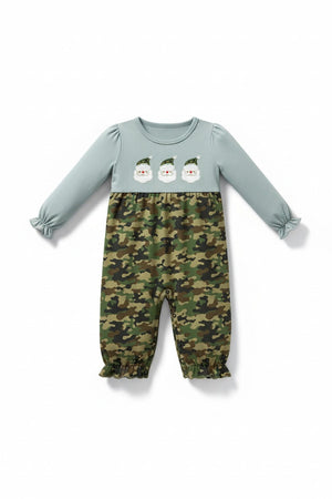 Camouflage santa claus applique ruffle romper