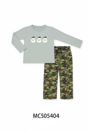 Camouflage santa claus applique pants set