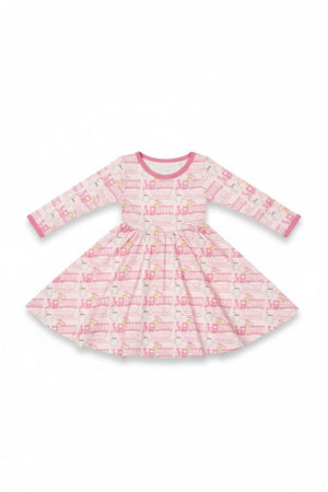 Pink train bamboo pajamas dress
