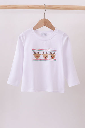 White deer embroidery top