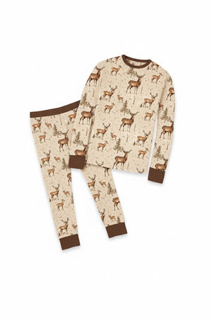 Brown deer bamboo pajamas pants set