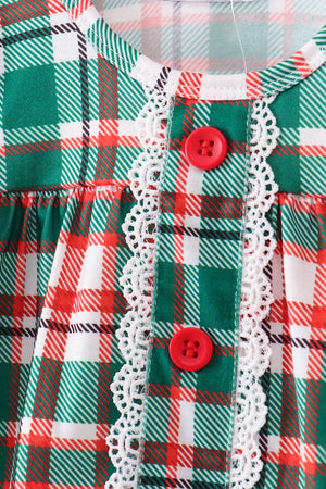 Green plaid ruffle bloomer set