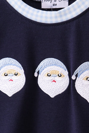 Navy santa claus embroidery romper