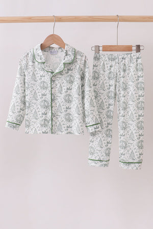 Green christmas tree print pajama set