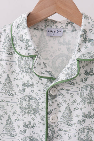 Green christmas tree print pajama set