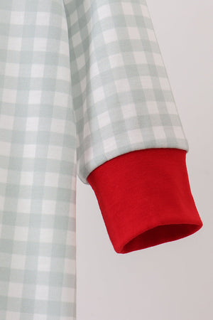 Sage gingham romper