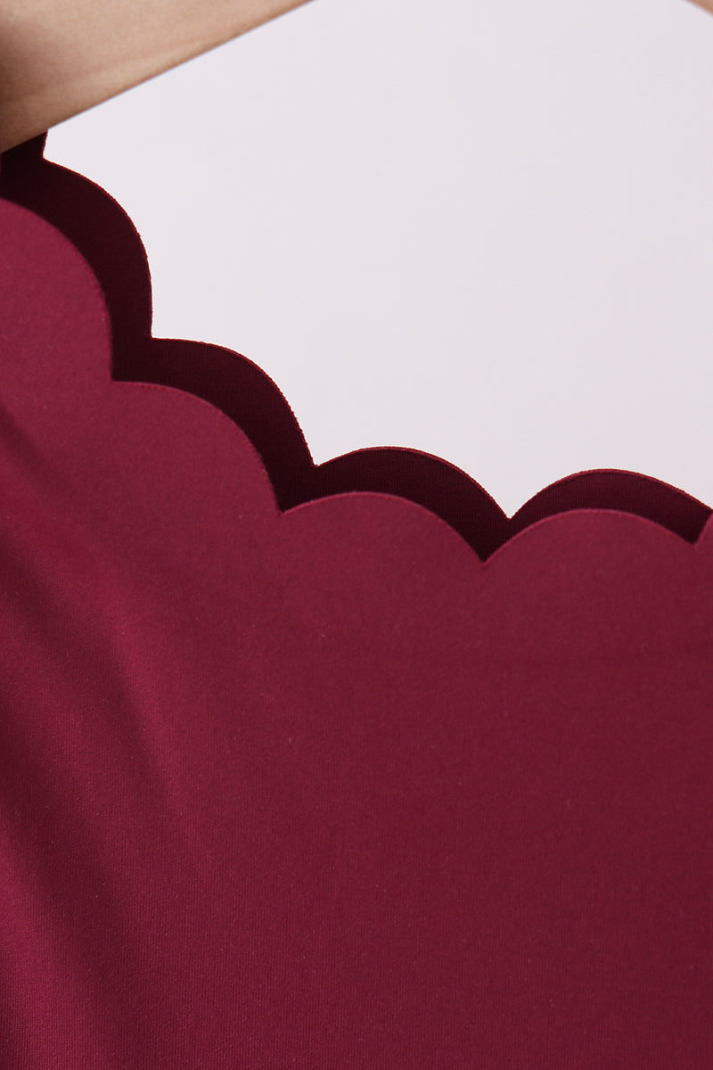 Maroon active scalloped dress