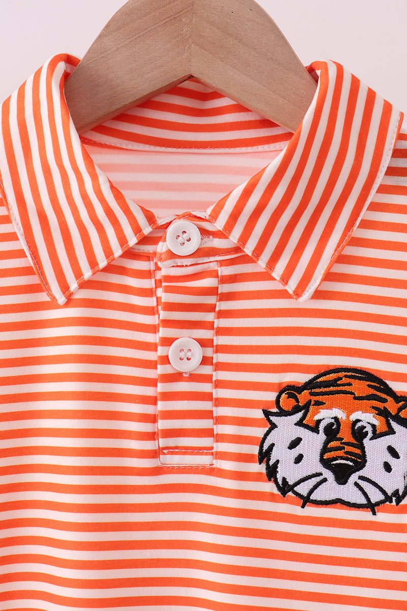 Auburn embroidery stripe button down shirt