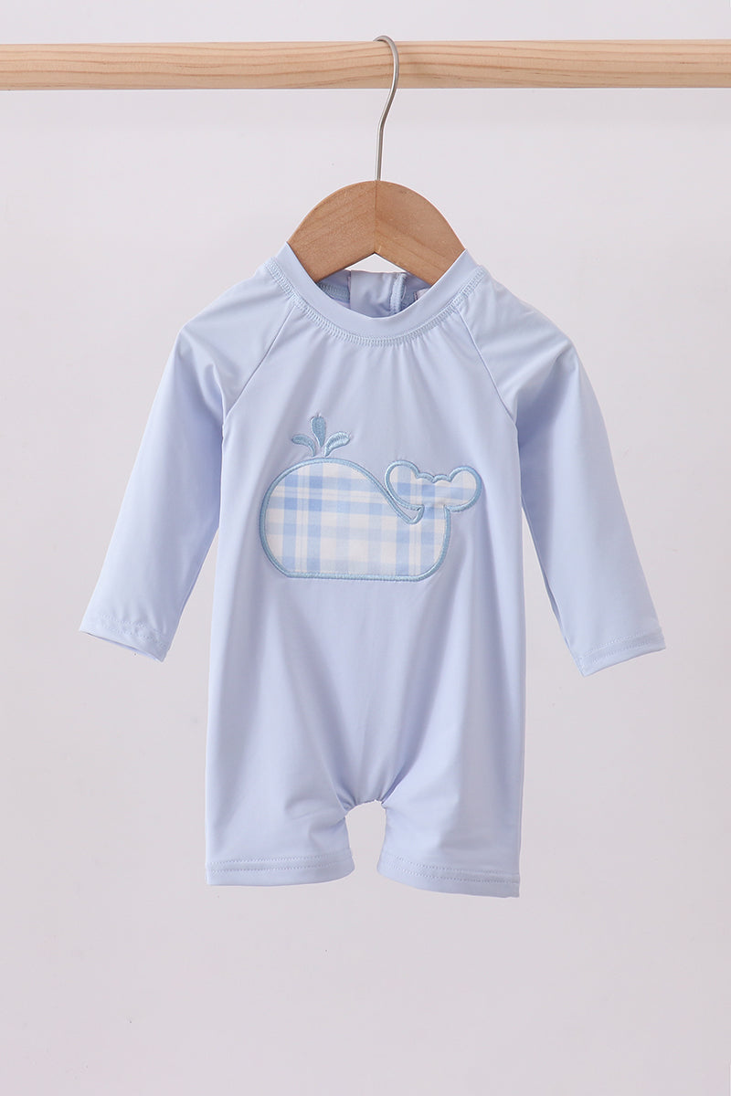 Blue whale applique one-piece swimsuit