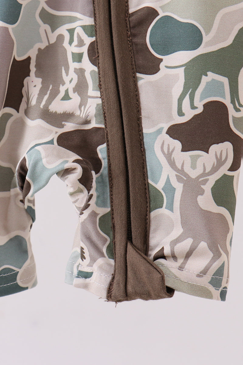 Camouflage duck print bamboo romper