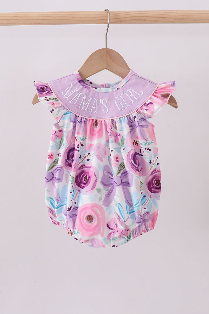 Purple MAMA'S GIRL floral ruffle bubble