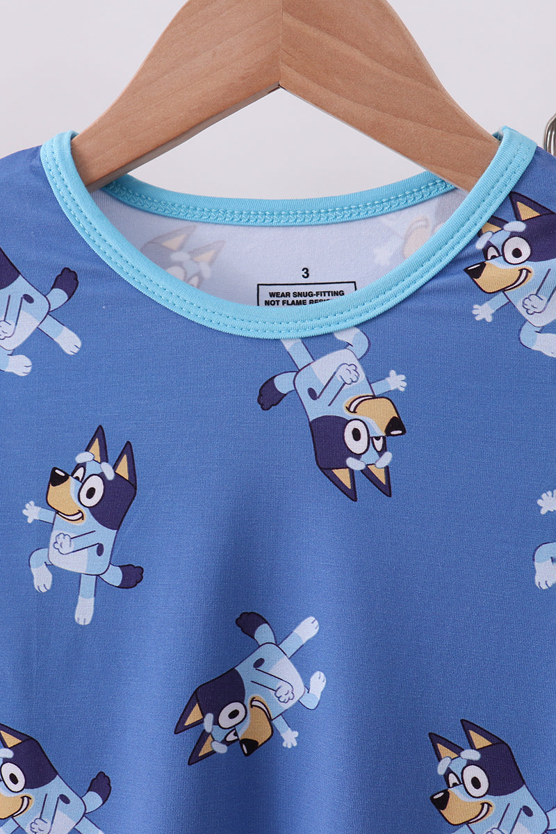 Blue character bamboo pajama set