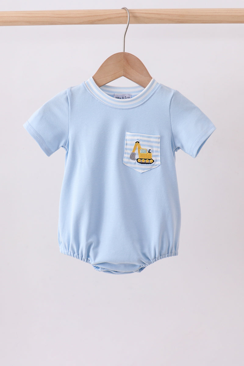Blue excavator embroidery bubble