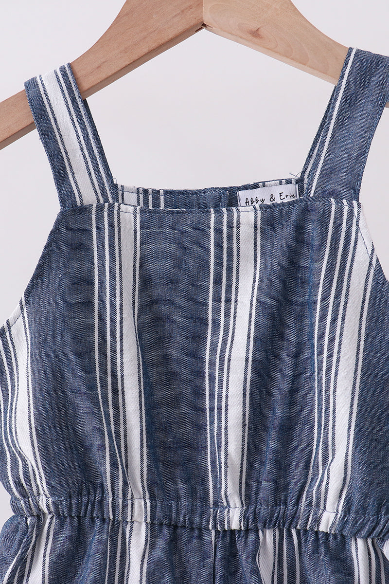 Navy stripe linen jumpsuit