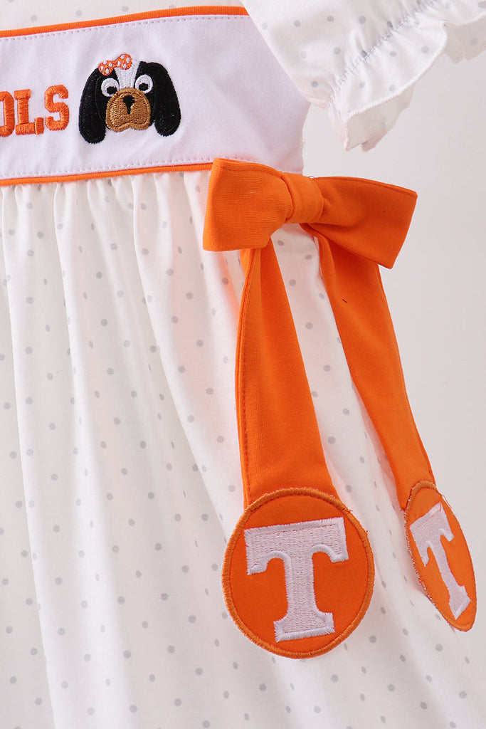 tennessee orange dress Tennessee go vols embroidery bow dress – HoneyBean