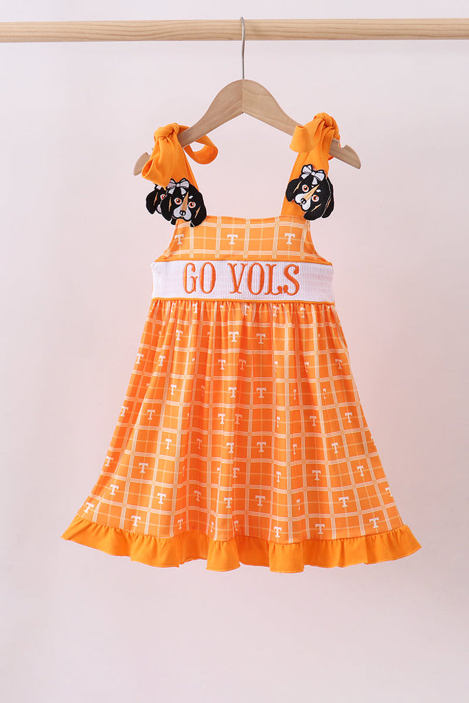 tennessee orange dress Orange Tennessee go vols embroidery plaid dress 12 Months