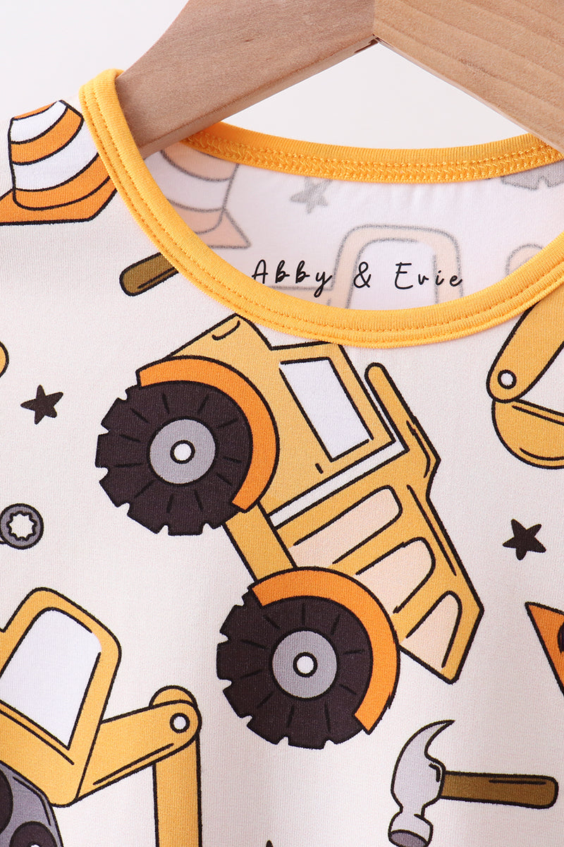 Mustard excavator bamboo 2pc pajama set