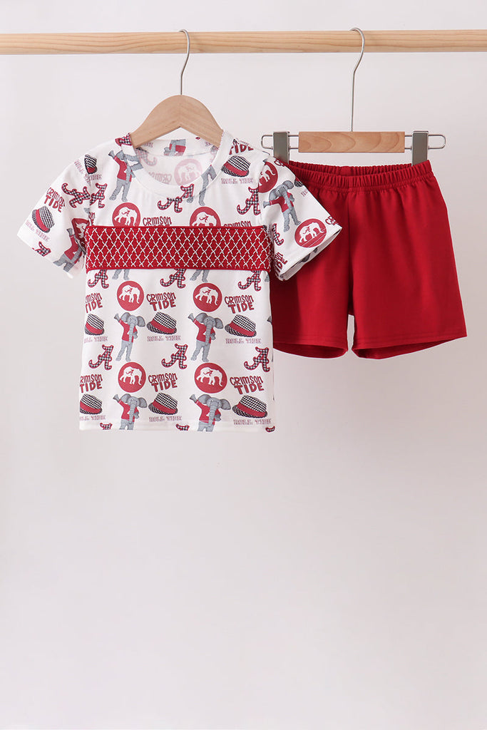 Maroon Alabama Smocked Shorts Set – HoneyBean