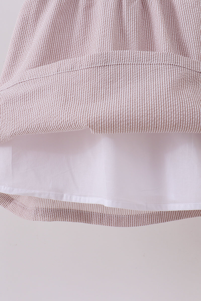 Latte stripe shell applique dress