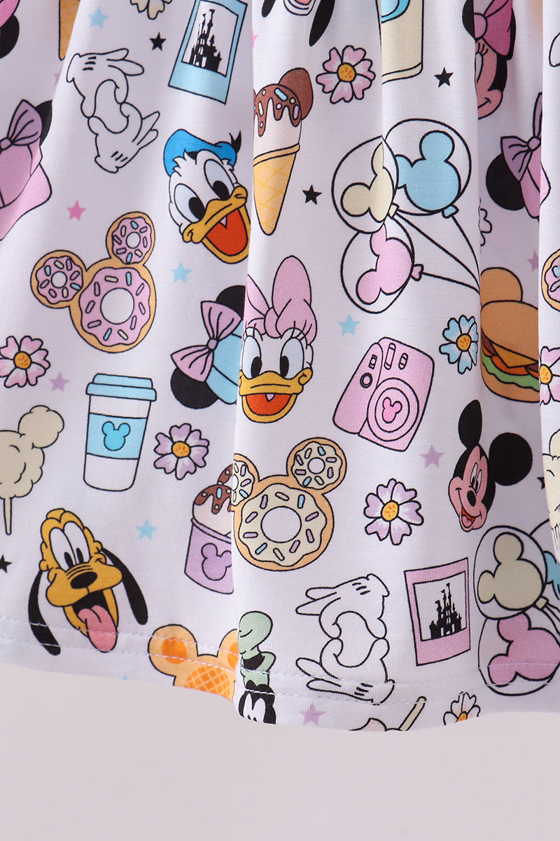 Purple character print bamboo bloomer set