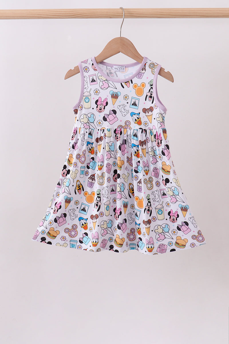Purple character print bamboo dress