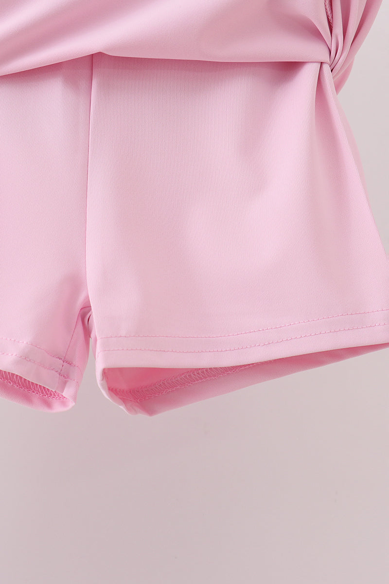 Pink active 2pc skort set