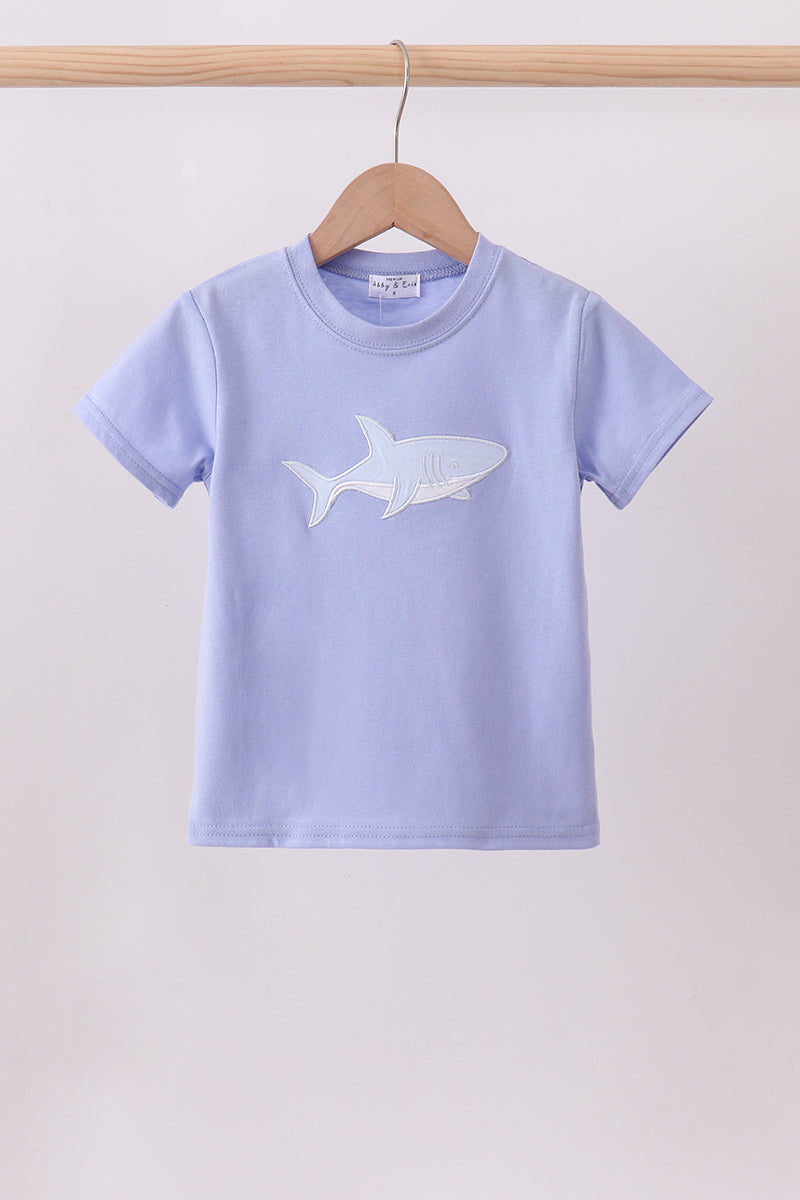 Blue shark embroidery top