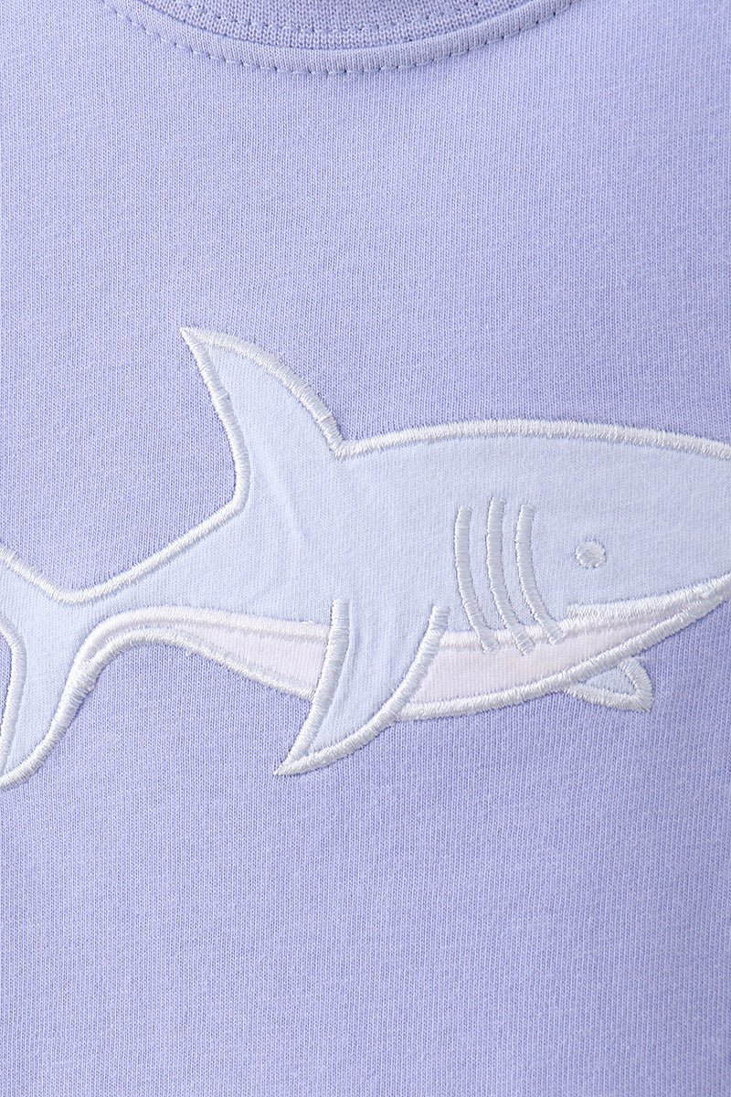 Blue shark embroidery top