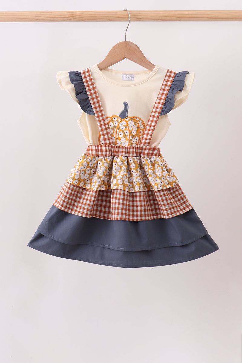 Pumpkin Floral Ruffle 2pc Set