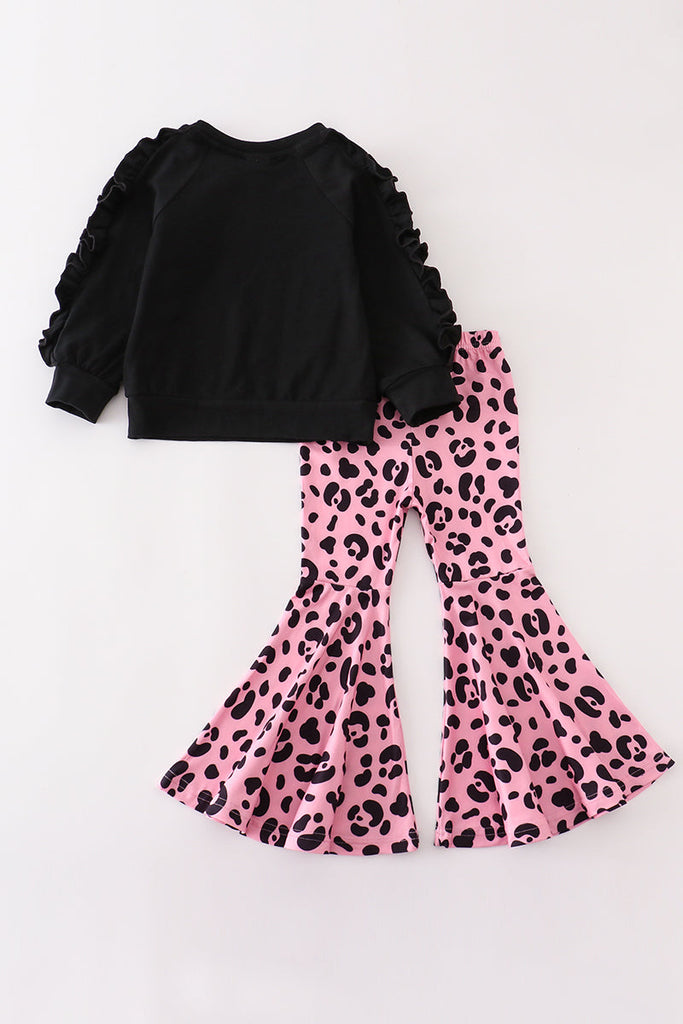 Halloween pumpkin leopard bell pants girl set