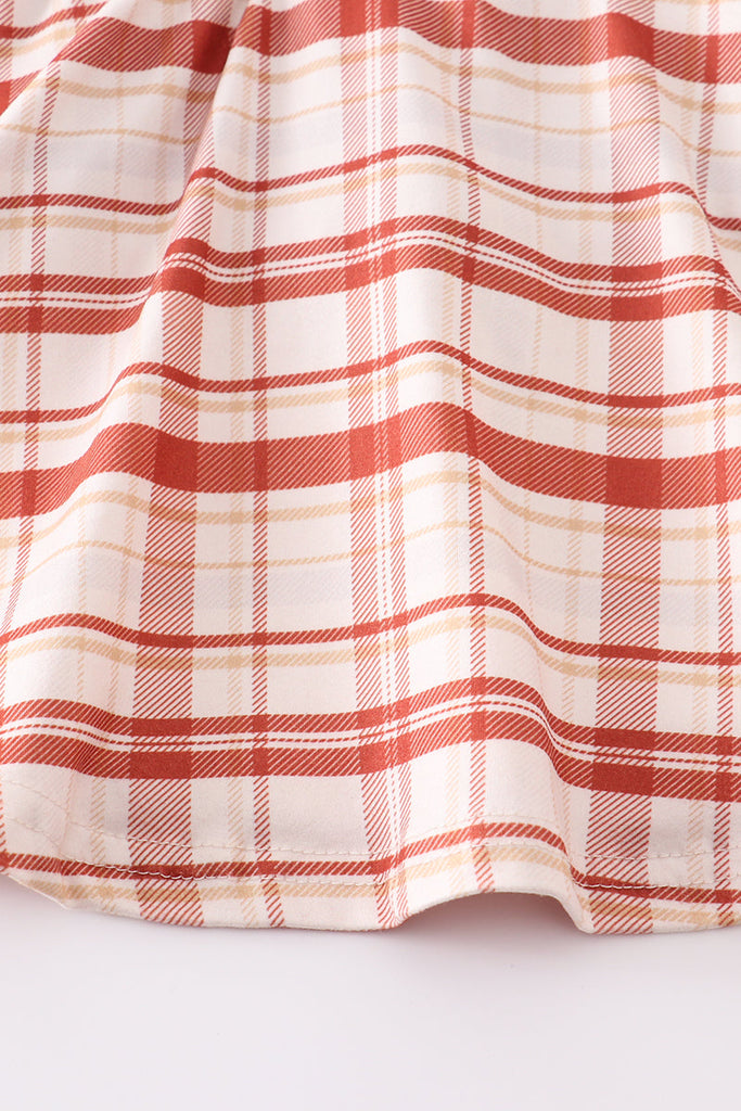 Orange plaid strap skirt set