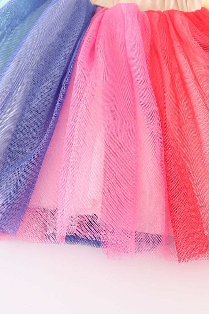 Rainbow ruffle tutu skirt set